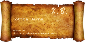 Kotrba Barna névjegykártya