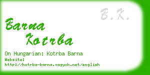 barna kotrba business card